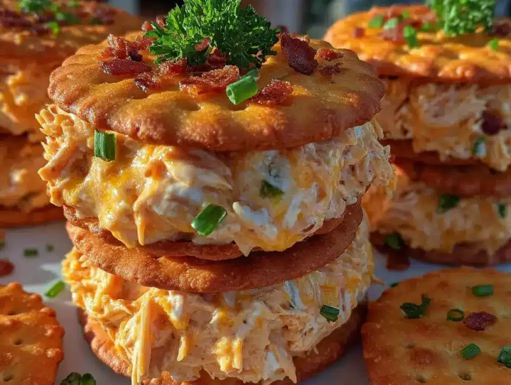 buffalo chicken ranch cheese cracker sandwiches - featured image
