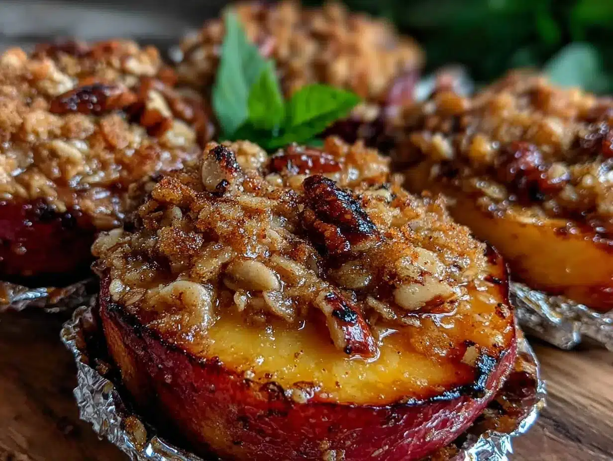 campfire grilled peach crisp preparation steps