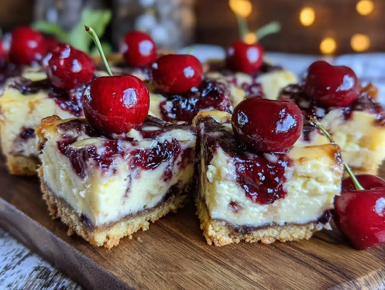 cherry compote cheesecake swirl bars preparation steps