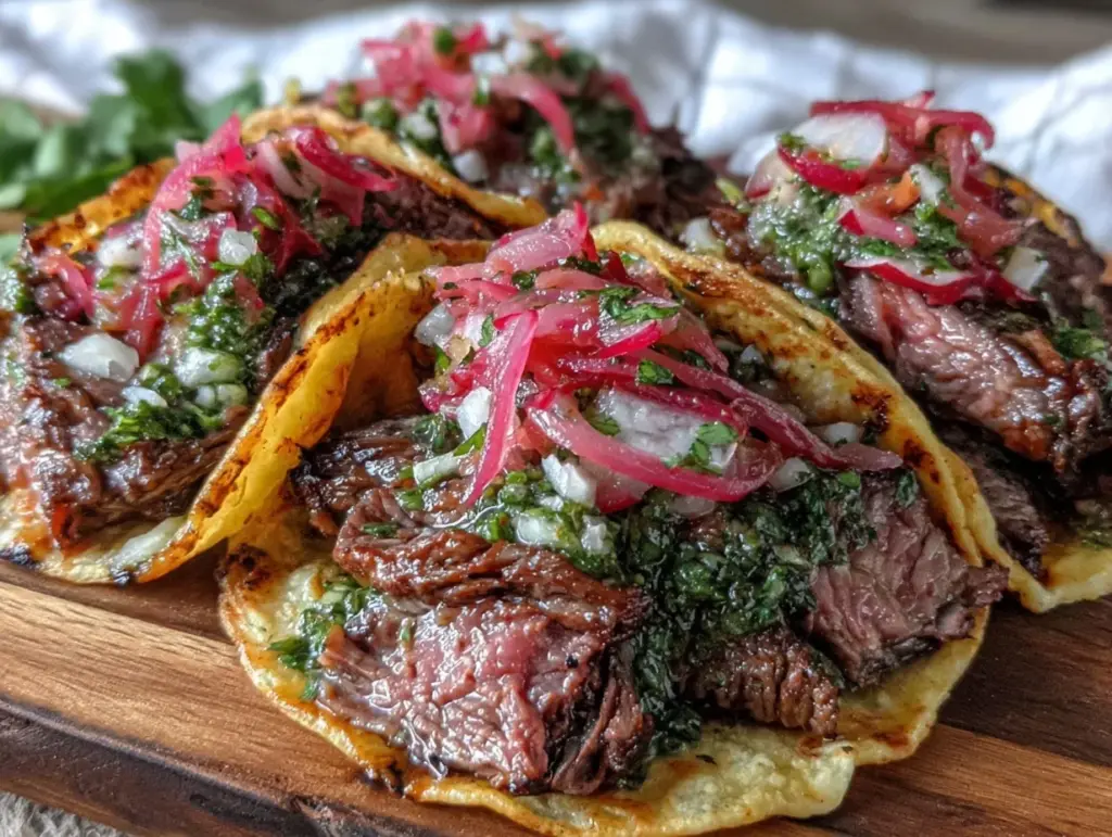chimichurri skirt steak tacos - featured image