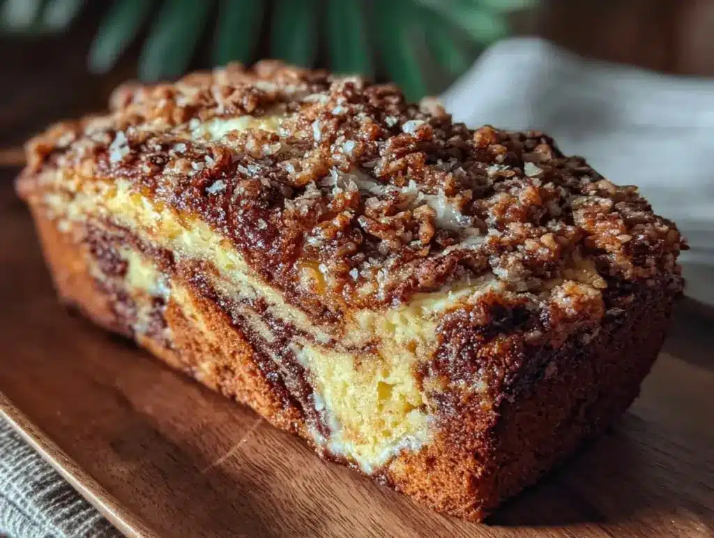 cream cheese swirl banana bread - featured image