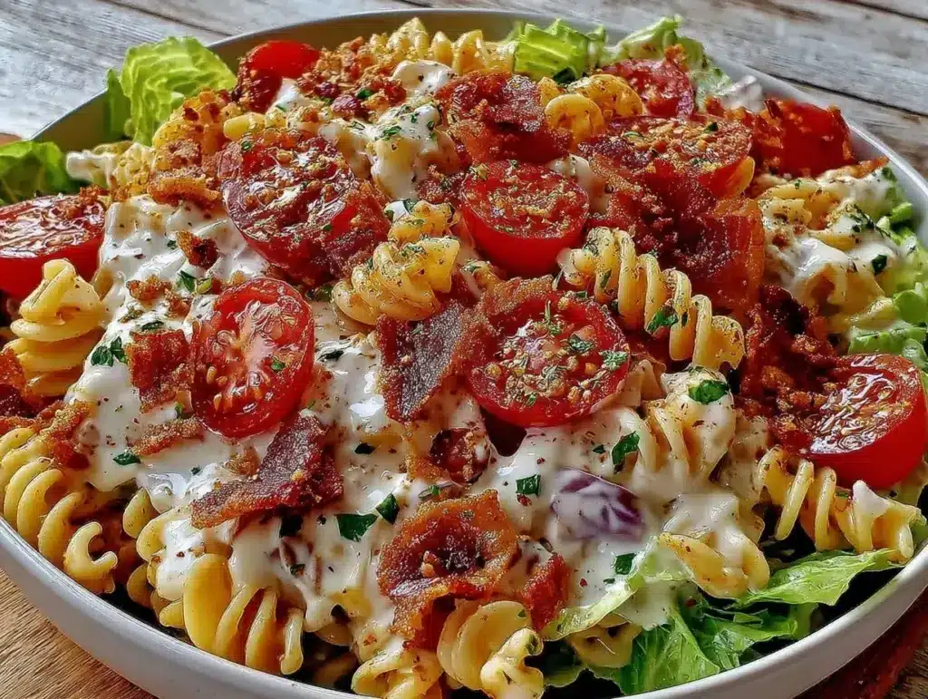 creamy blt pasta salad - featured image
