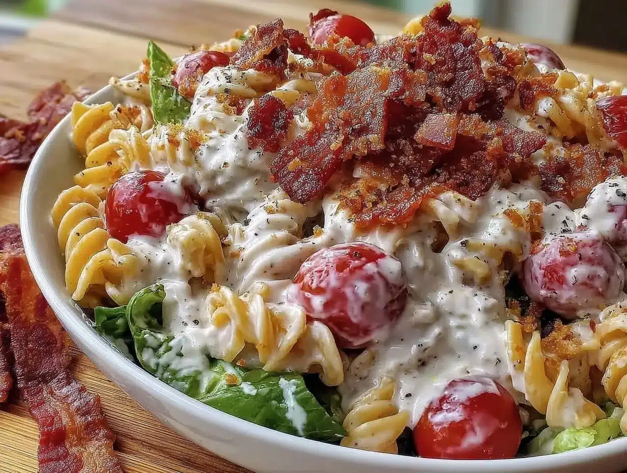 creamy blt pasta salad preparation steps