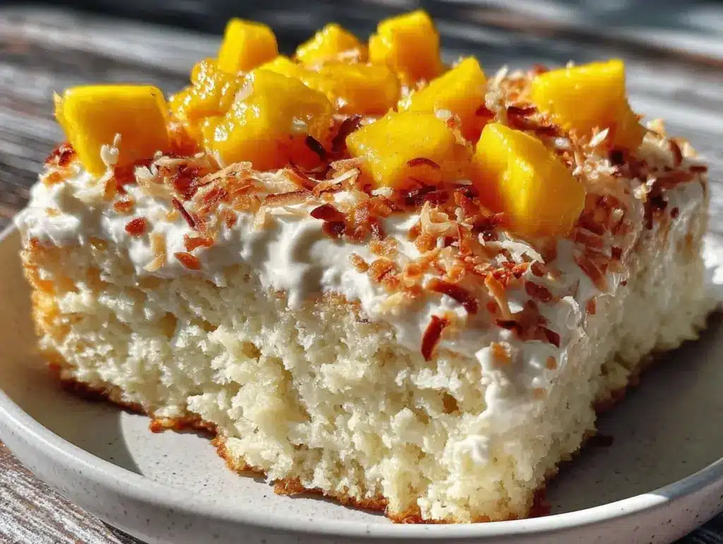 creamy coconut tres leches cake - featured image