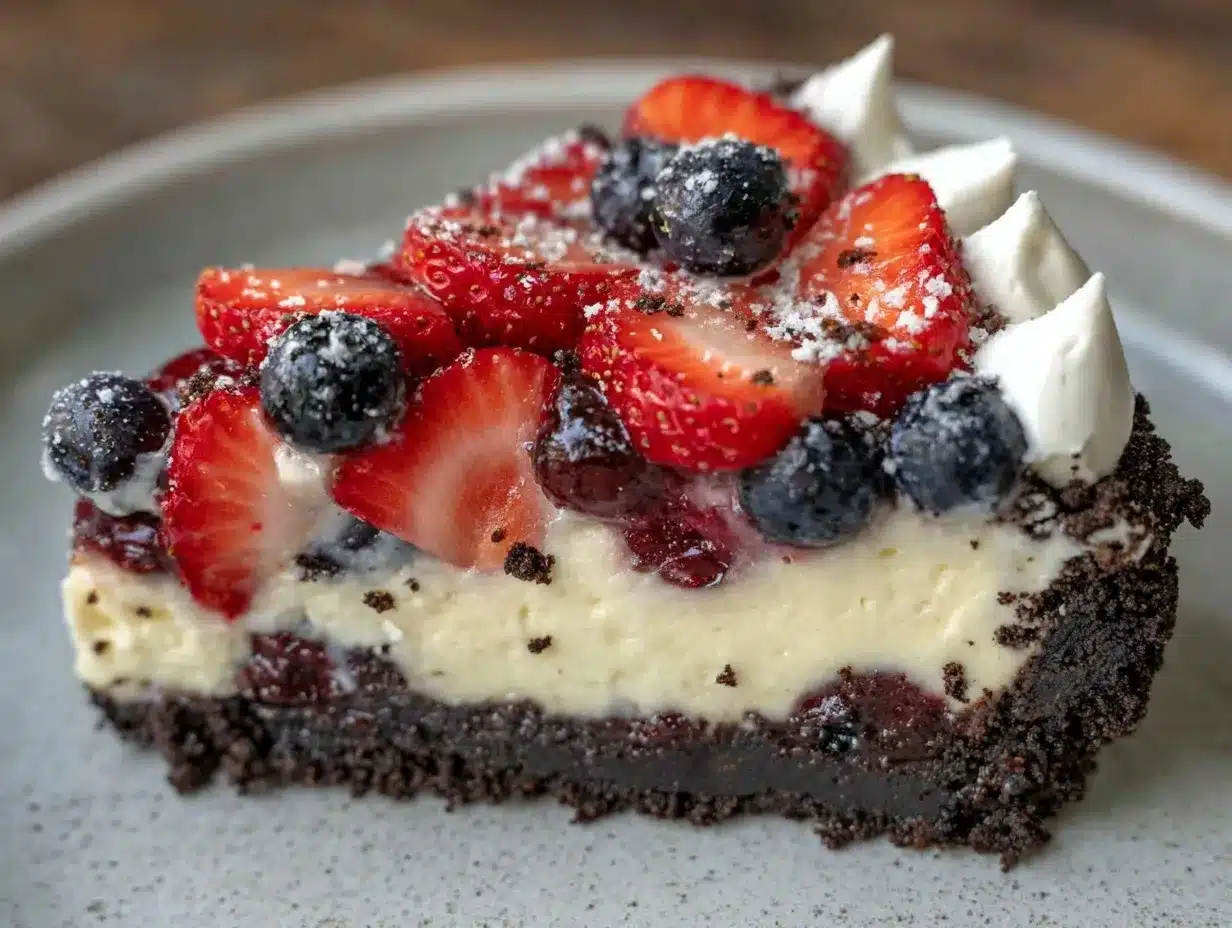 creamy no-bake berry flag cheesecake preparation steps