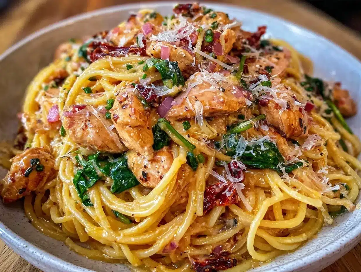 creamy one-pot tuscan chicken pasta preparation steps