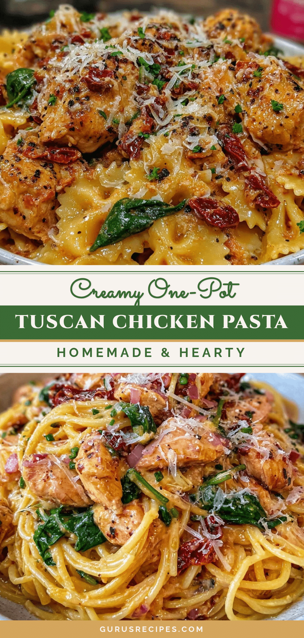 creamy one-pot tuscan chicken pasta recipe
