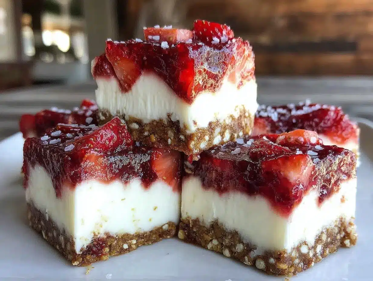 creamy strawberry pretzel salad squares preparation steps