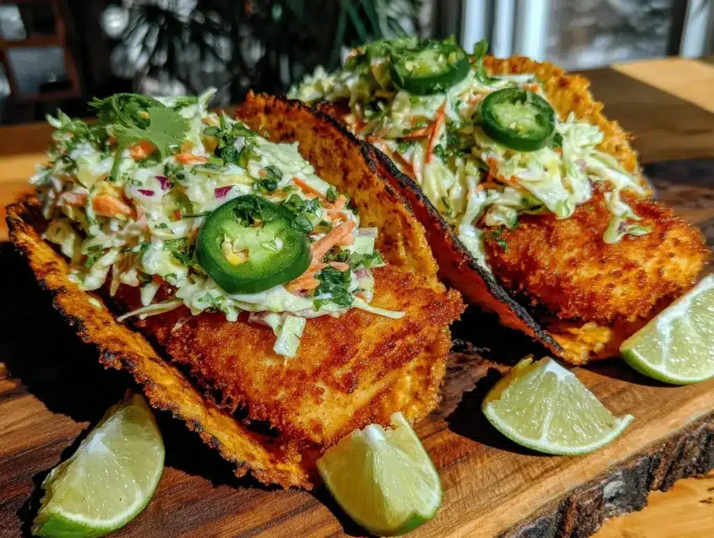 crispy air fryer cod fish tacos - featured image