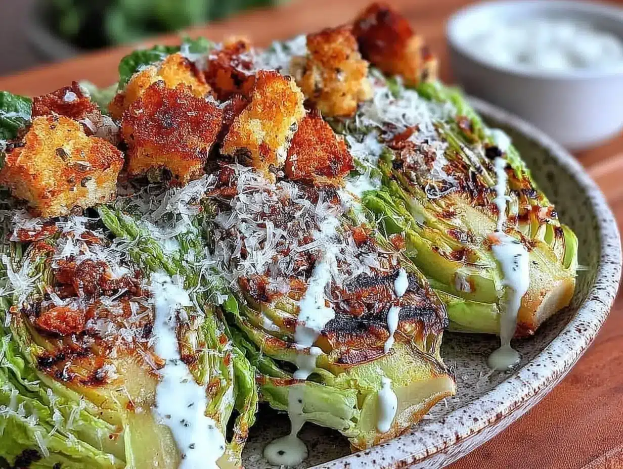 crispy grilled romaine caesar salad preparation steps