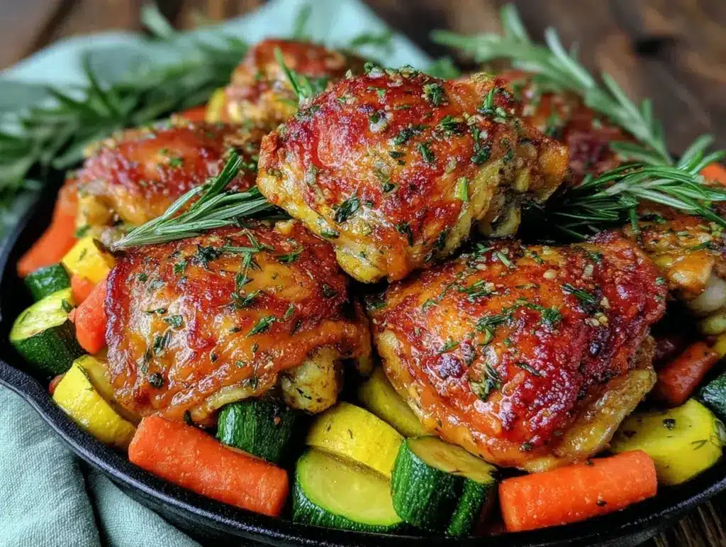 crispy one-pan lemon herb chicken thighs - featured image