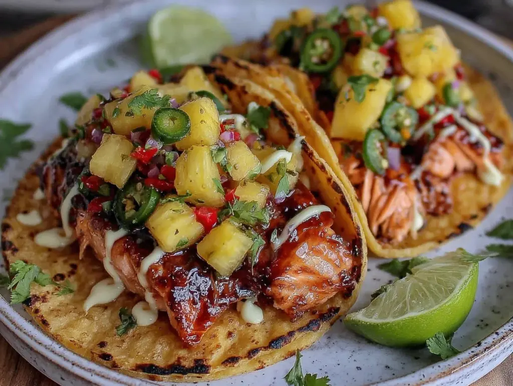 crispy salmon fish tacos - featured image