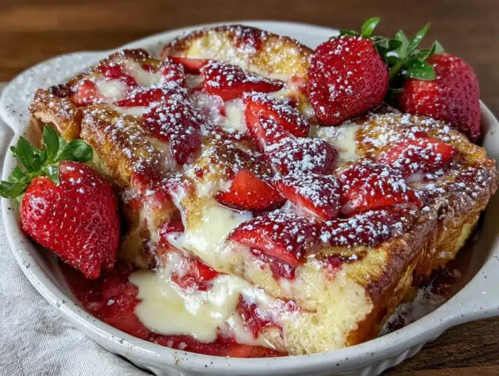 Easy Creamy Strawberry Cheesecake French Toast Bake - featured image