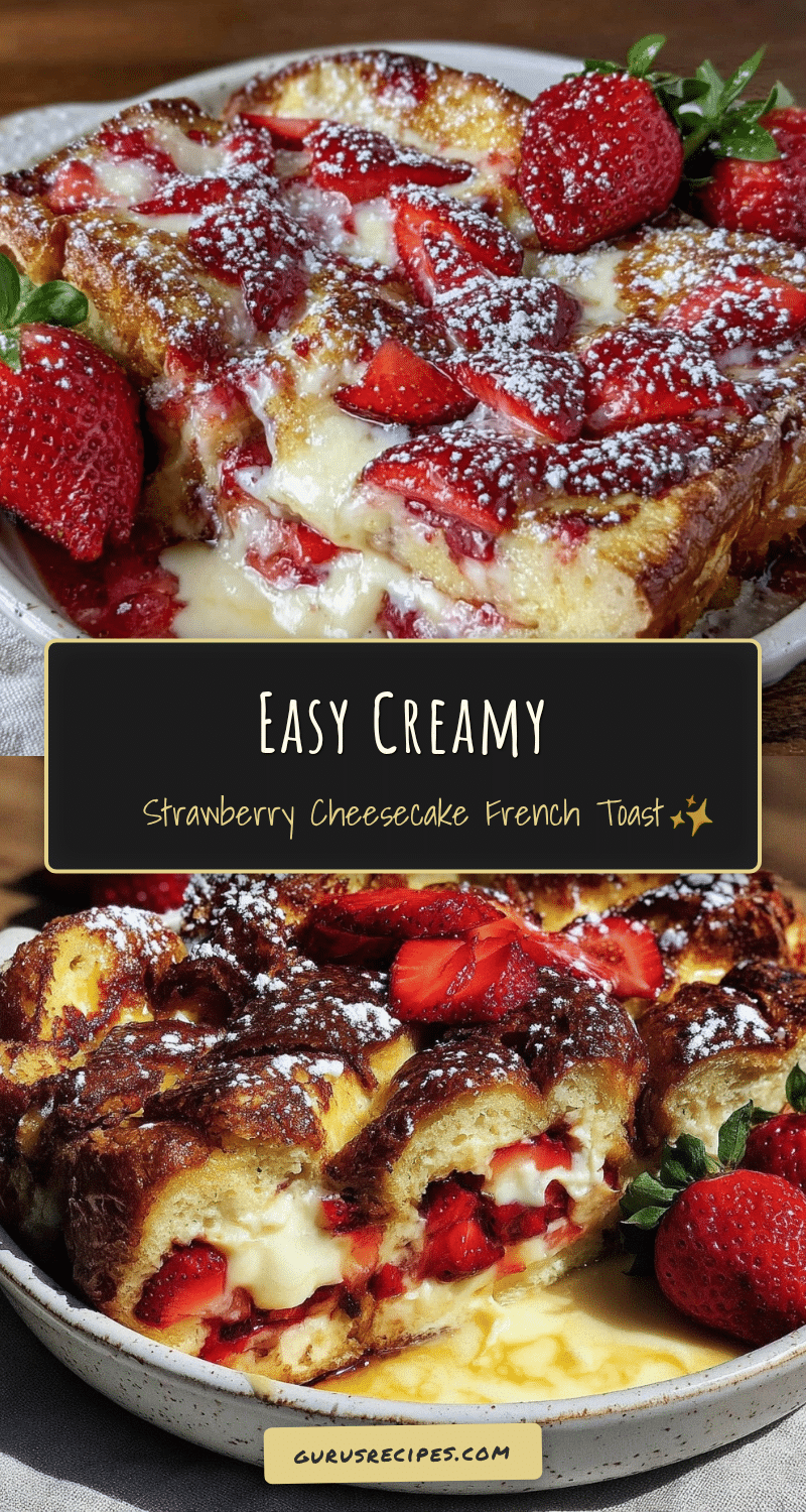 Easy Creamy Strawberry Cheesecake French Toast Bake recipe