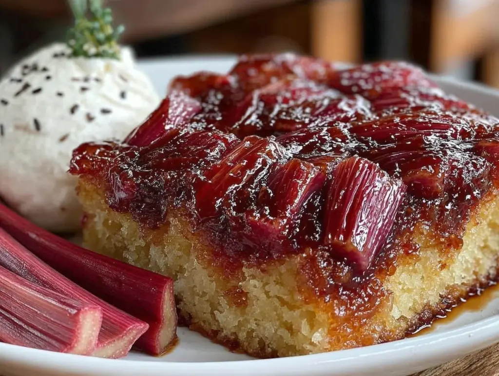 Easy Rhubarb Upside-Down Cake - featured image