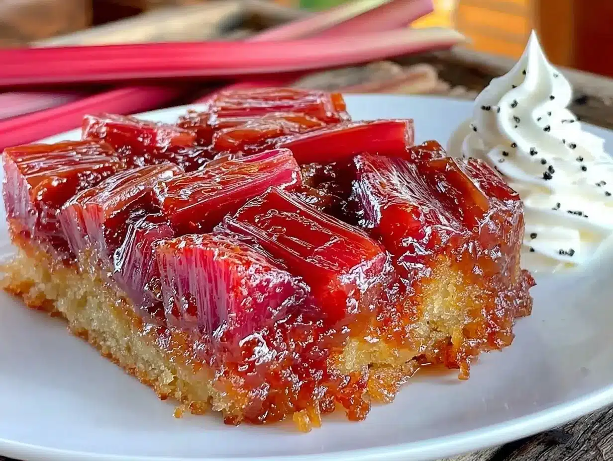 Easy Rhubarb Upside-Down Cake preparation steps