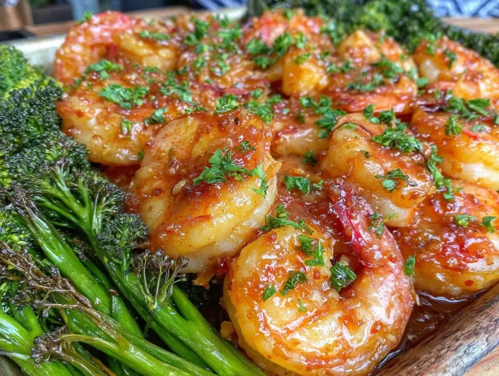 easy sheet pan honey garlic shrimp - featured image