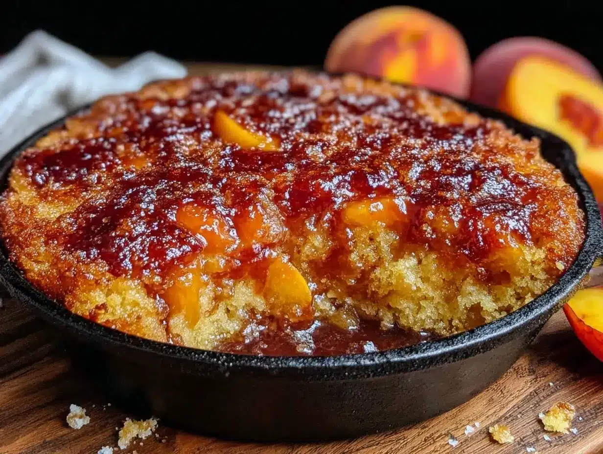 easy skillet peach dump cake preparation steps