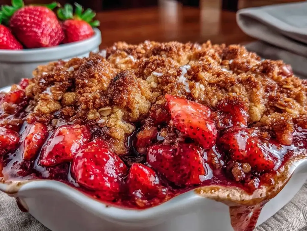 easy strawberry rhubarb crisp - featured image