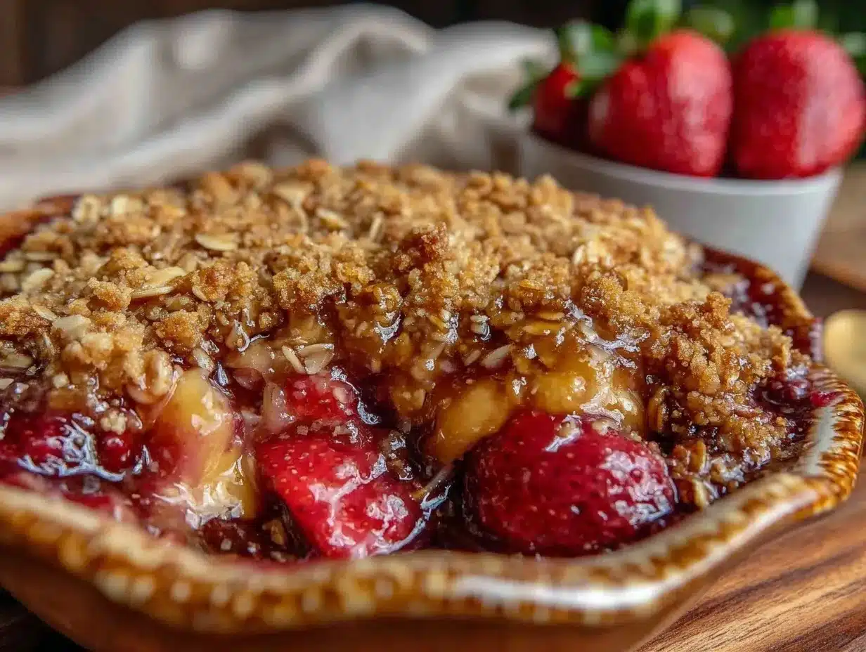 easy strawberry rhubarb crisp preparation steps