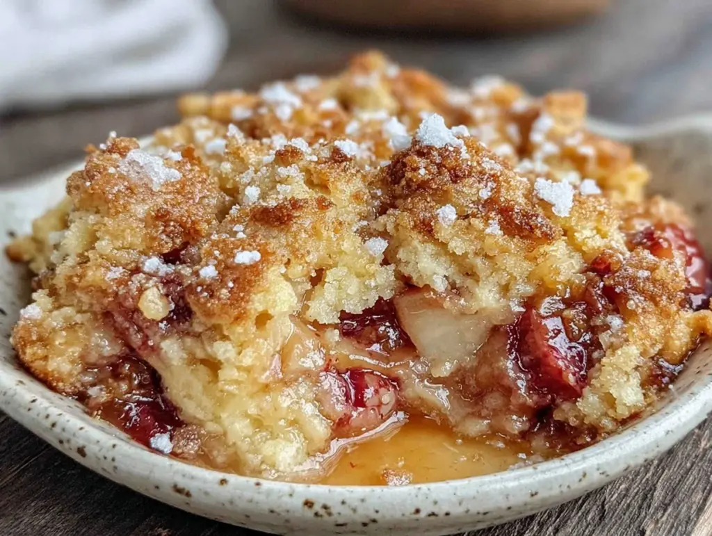 easy tangy rhubarb dump cake - featured image