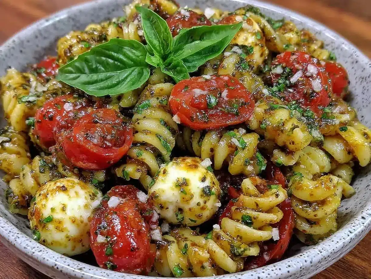Fresh Caprese Pasta Salad preparation steps