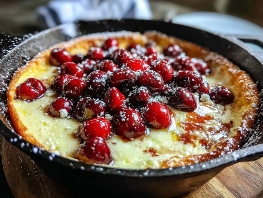 fresh cherry clafoutis skillet recipe - featured image