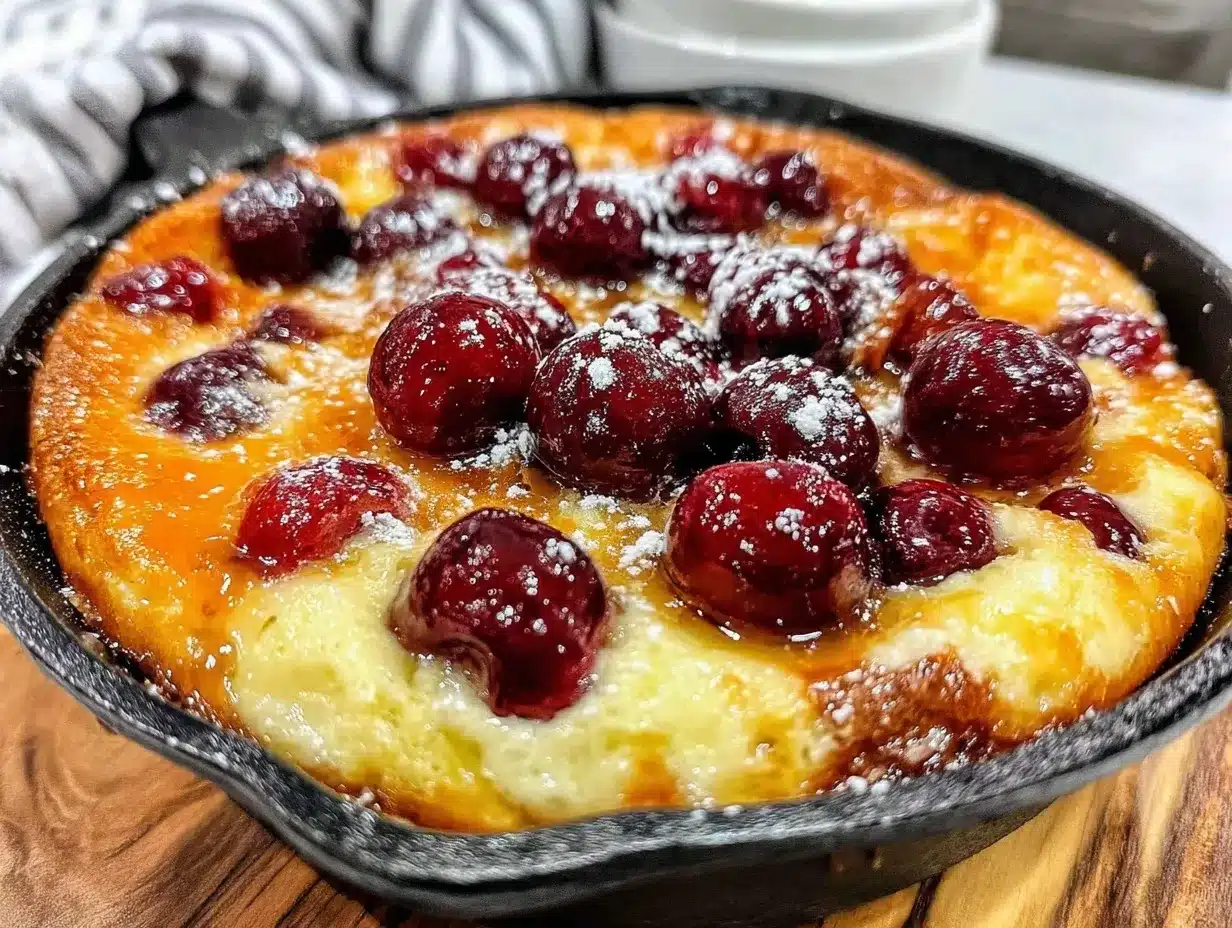 fresh cherry clafoutis skillet recipe preparation steps