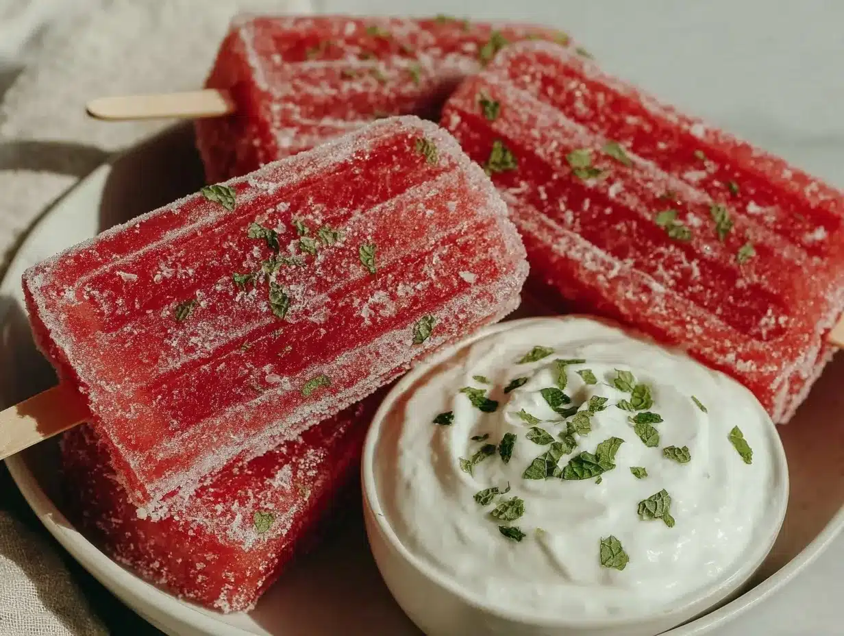 fresh frozen watermelon popsicles preparation steps