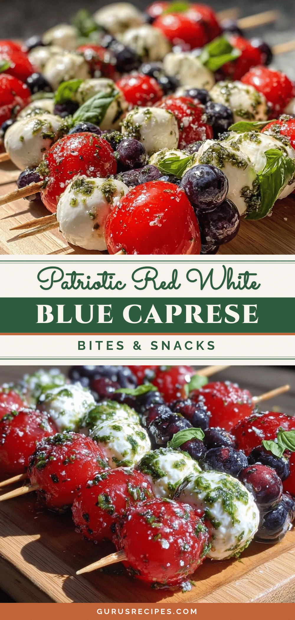 fresh red white and blue caprese skewers recipe