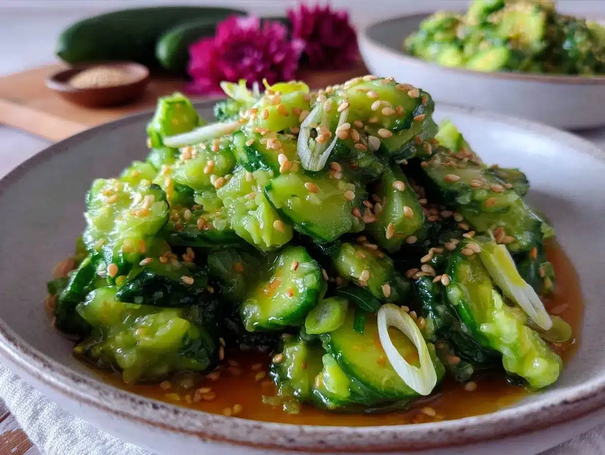 fresh smashed cucumber salad preparation steps