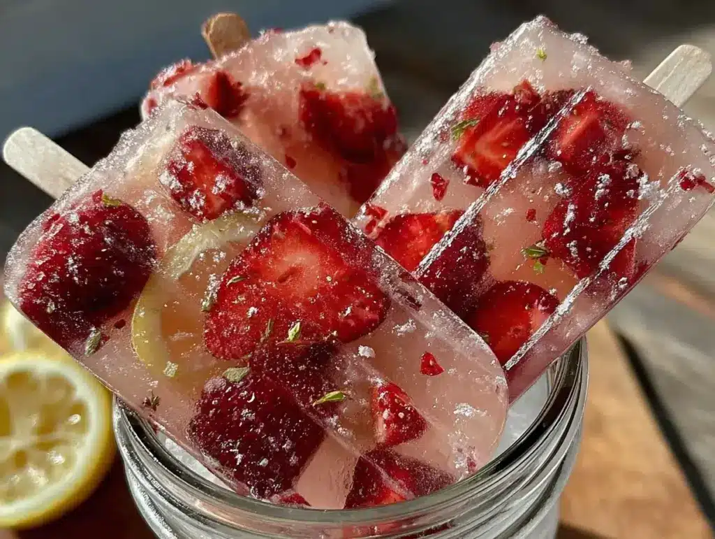 fresh strawberry lemonade popsicles - featured image