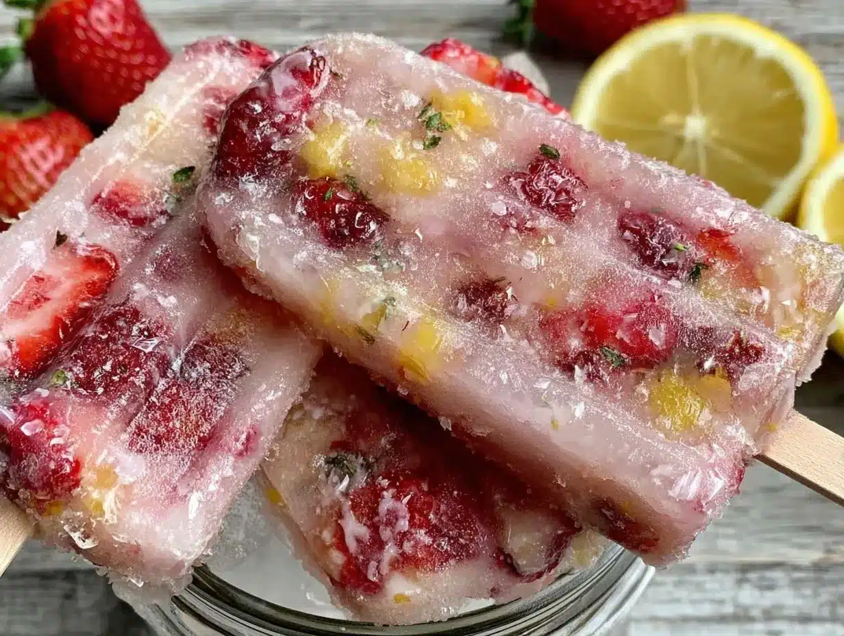 fresh strawberry lemonade popsicles preparation steps