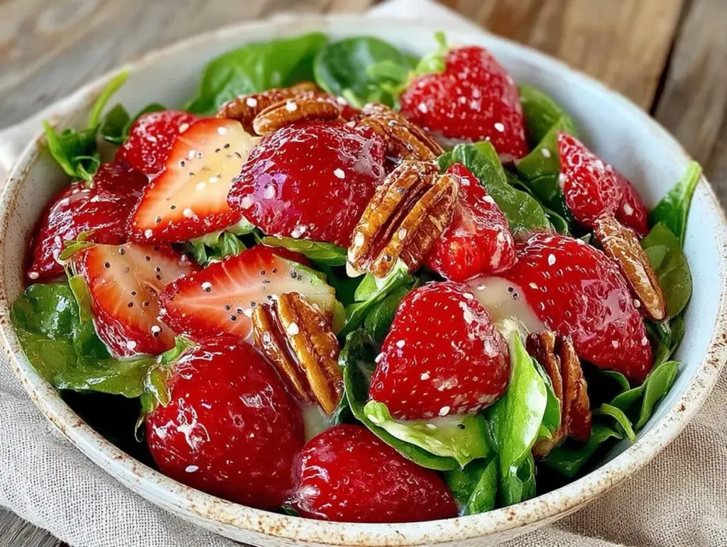 fresh strawberry spinach salad - featured image