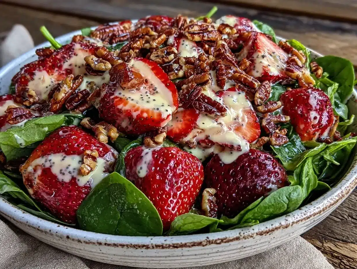 fresh strawberry spinach salad preparation steps