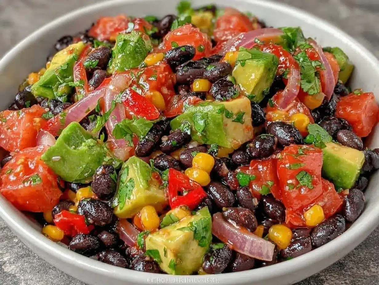 fresh summer corn and avocado black bean salad preparation steps