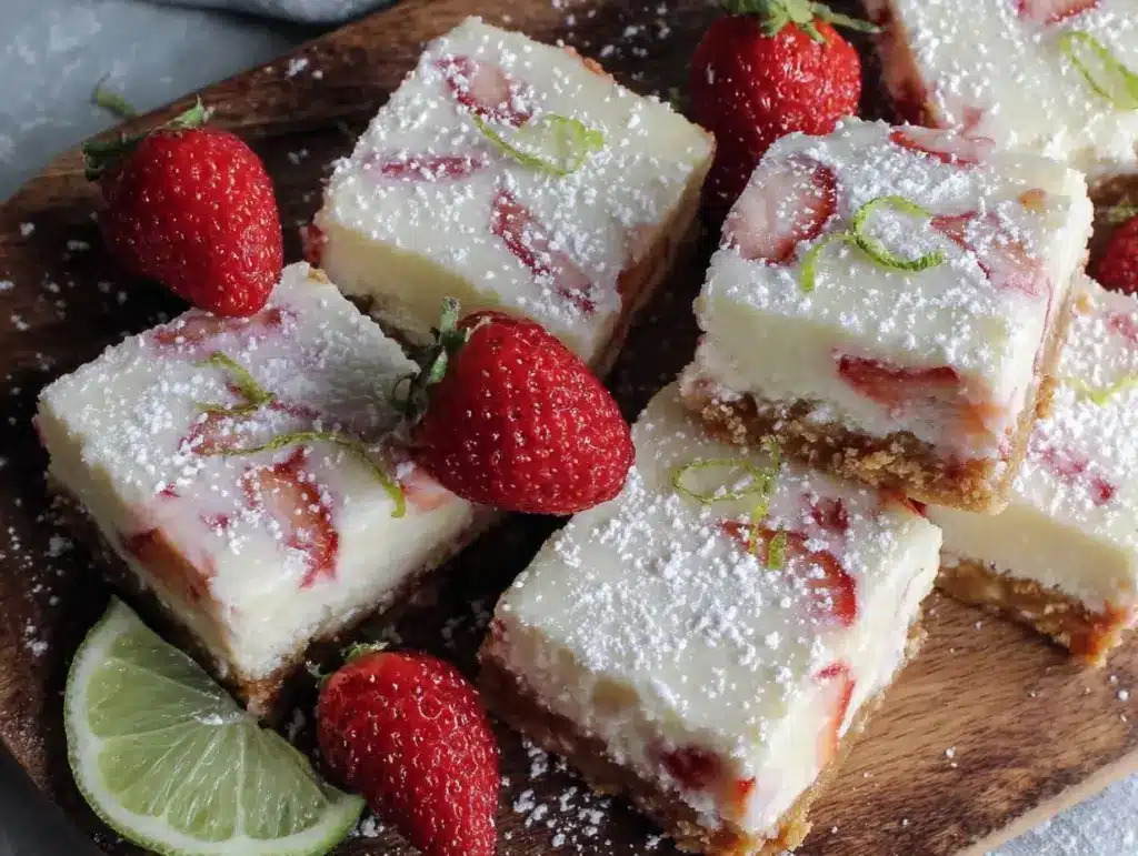 frozen strawberry margarita cheesecake bars - featured image