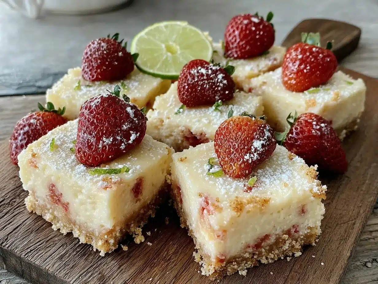 frozen strawberry margarita cheesecake bars preparation steps