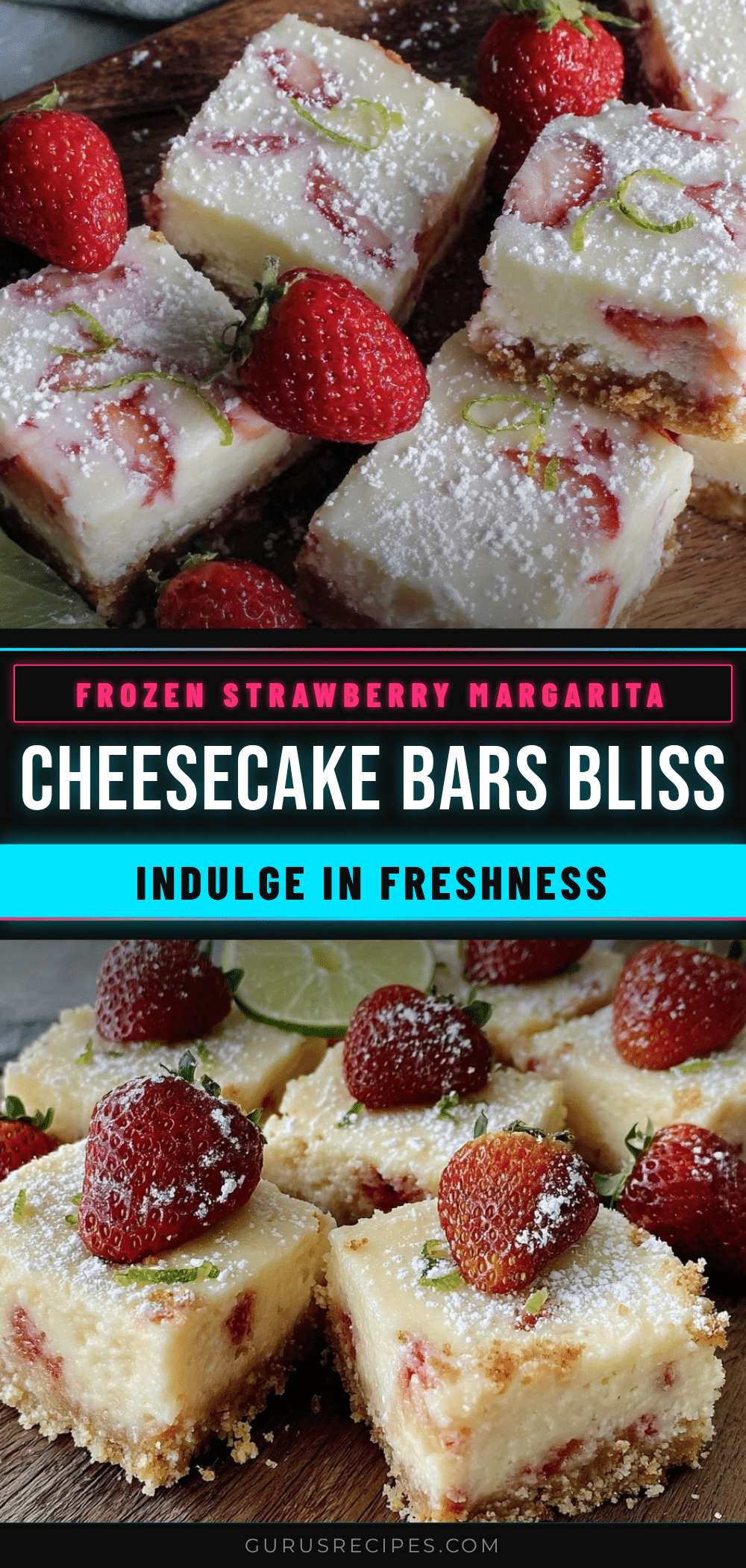 frozen strawberry margarita cheesecake bars recipe