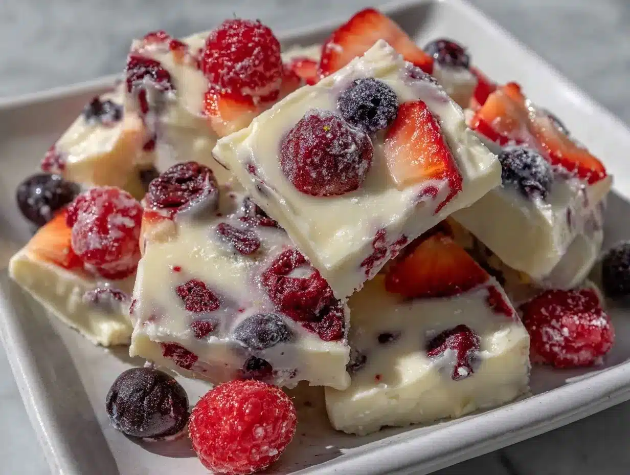 frozen yogurt berry bark bites preparation steps