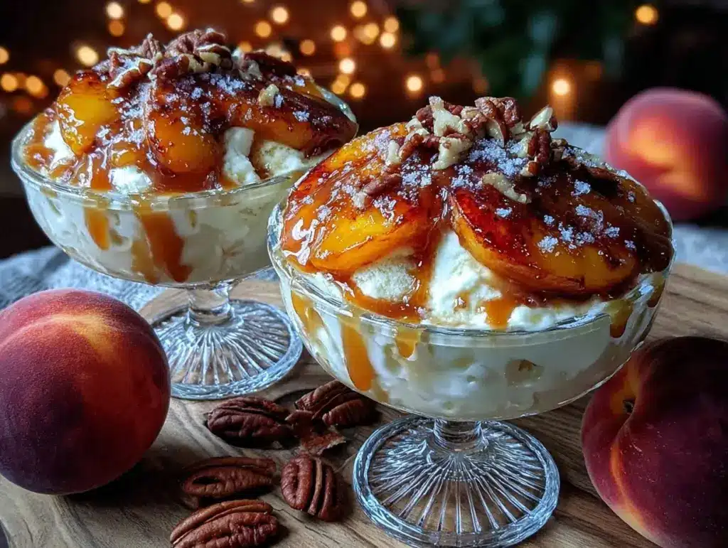 grilled peach sundaes - featured image