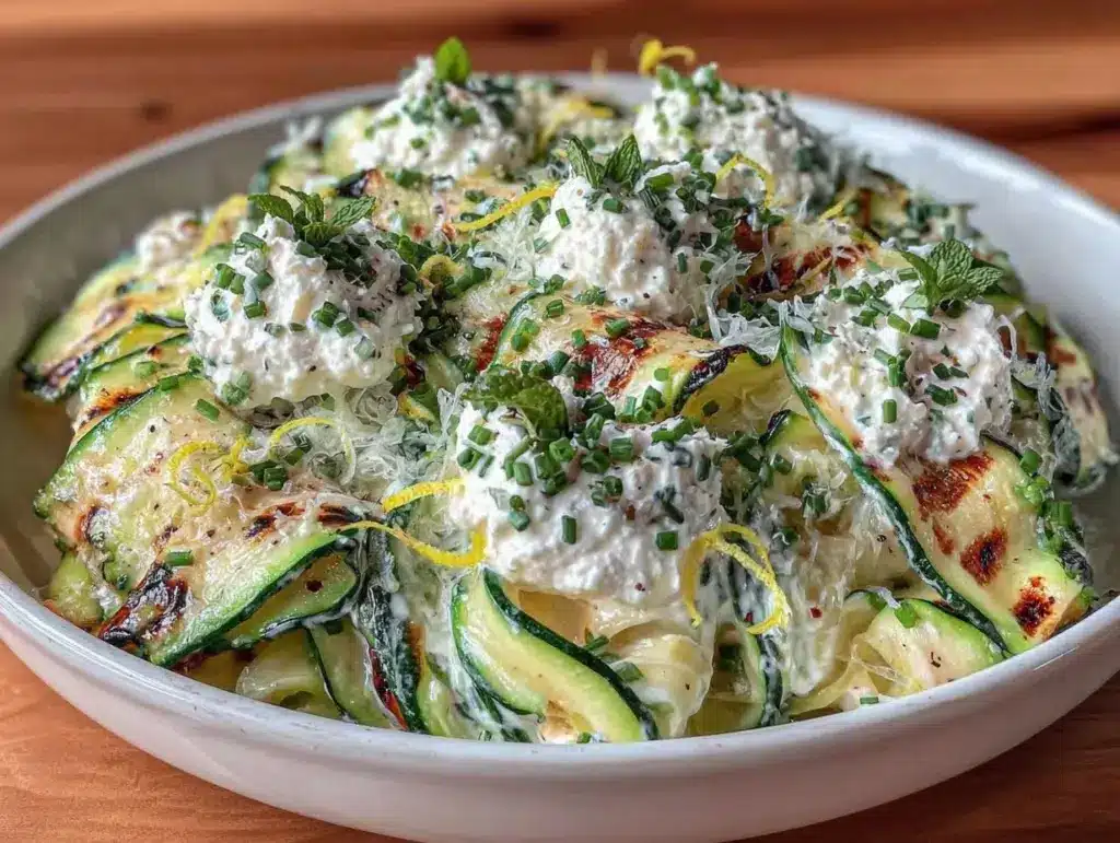 grilled zucchini ribbon salad - featured image