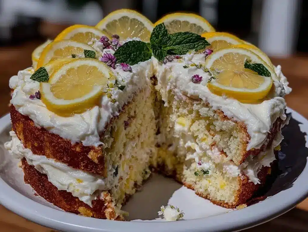 lemon elderflower layer cake - featured image