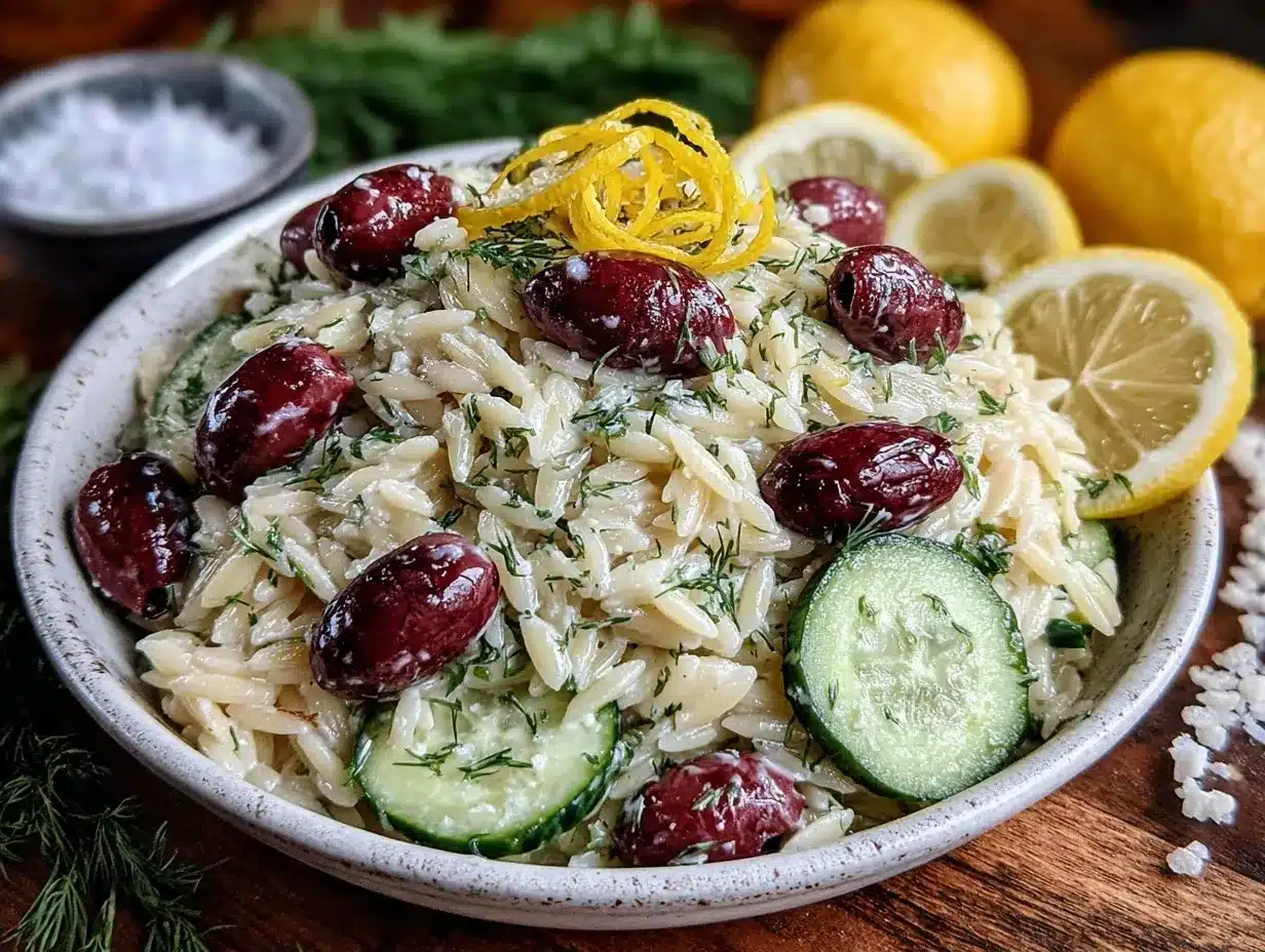 lemon orzo pasta salad preparation steps