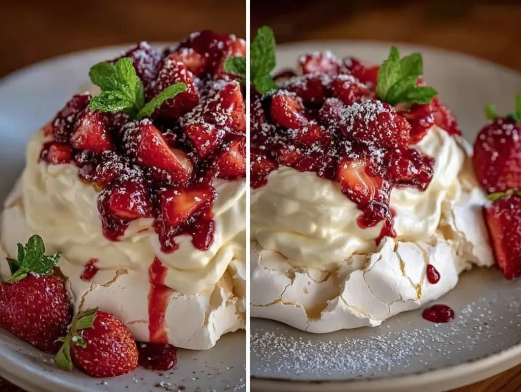light strawberry pavlova - featured image