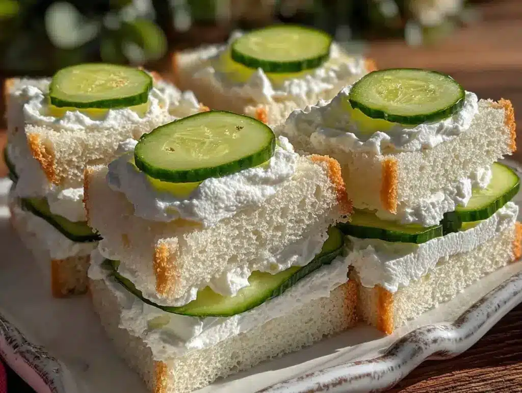 mini cucumber cream cheese tea sandwiches - featured image