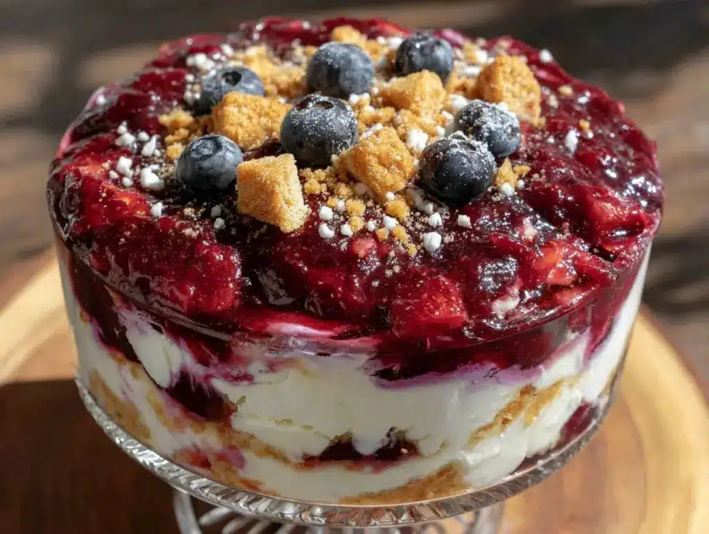 no bake red white and blue cheesecake trifle - featured image