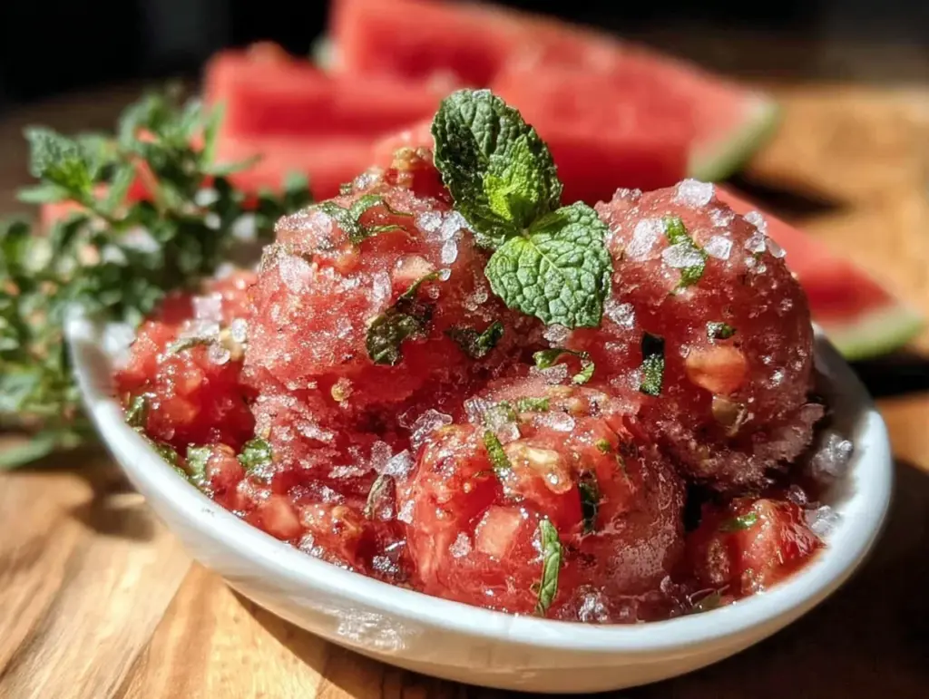 no-churn watermelon sorbet - featured image