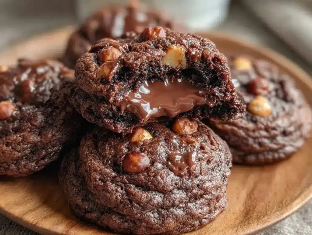 Nutella-stuffed double chocolate cookies - featured image