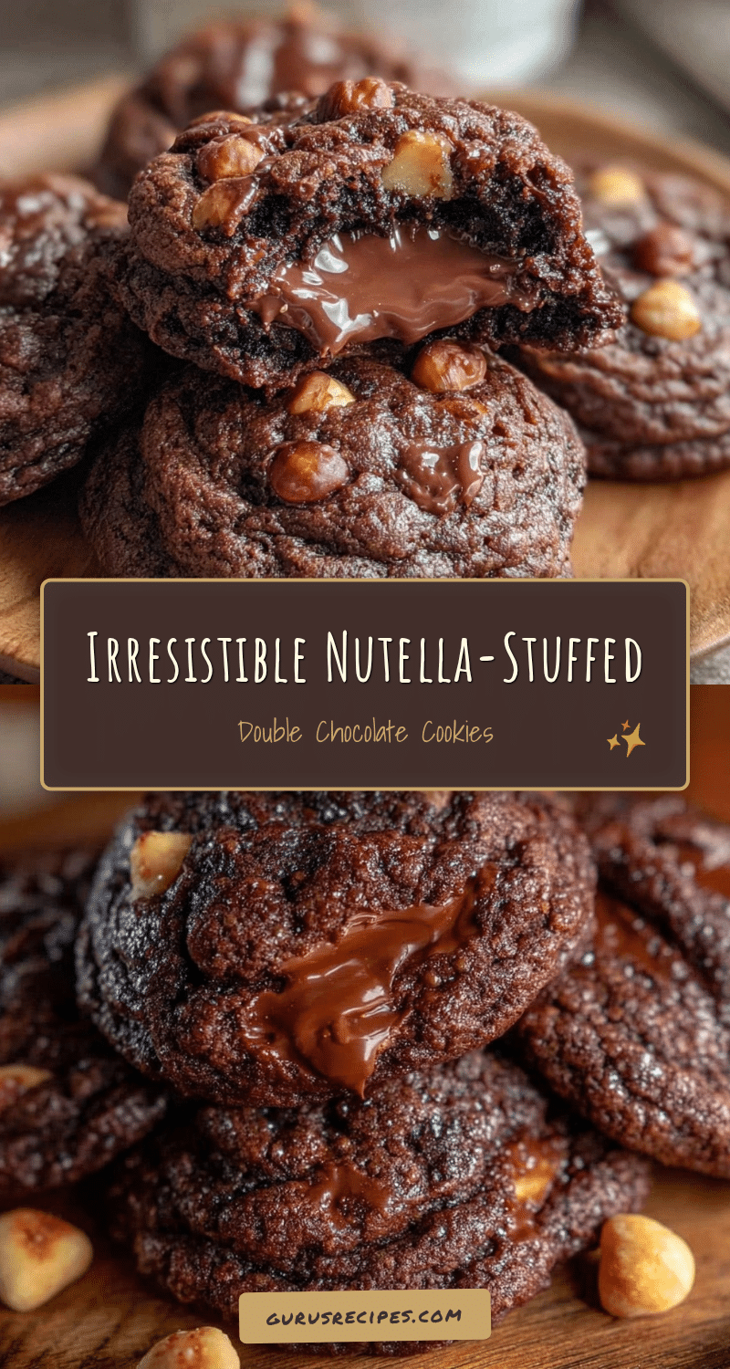 Nutella-stuffed double chocolate cookies recipe